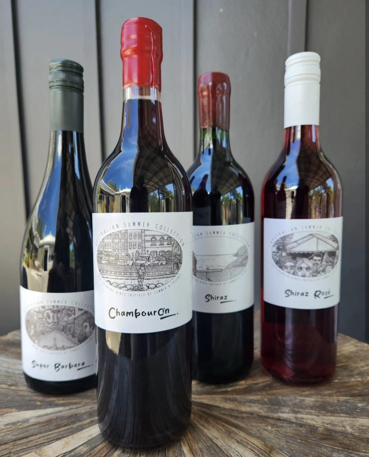 Four earlier Nick's Wine Co. releases including Barbera, Chambourcin, Shiraz and Shiraz Rosé